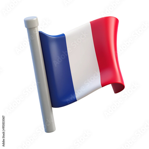 France Flag 3d cartoon style illustration