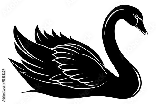 Swan, black swan icon vector, swan silhouette
