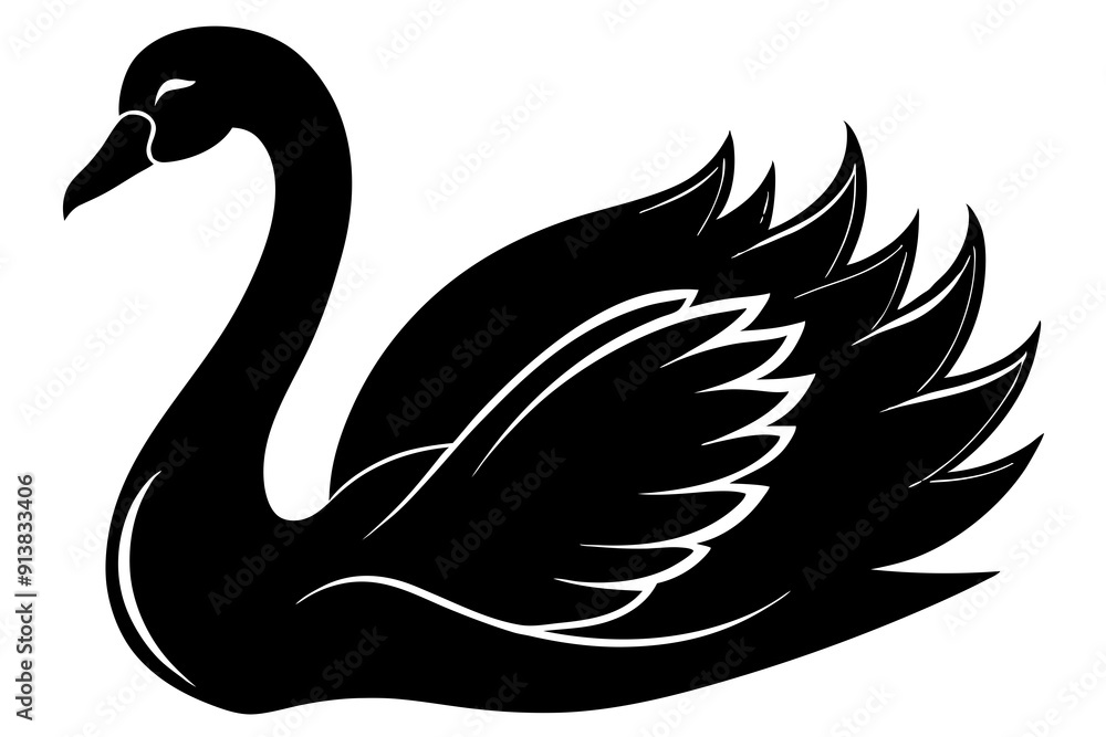 Swan, black swan icon vector, swan silhouette

