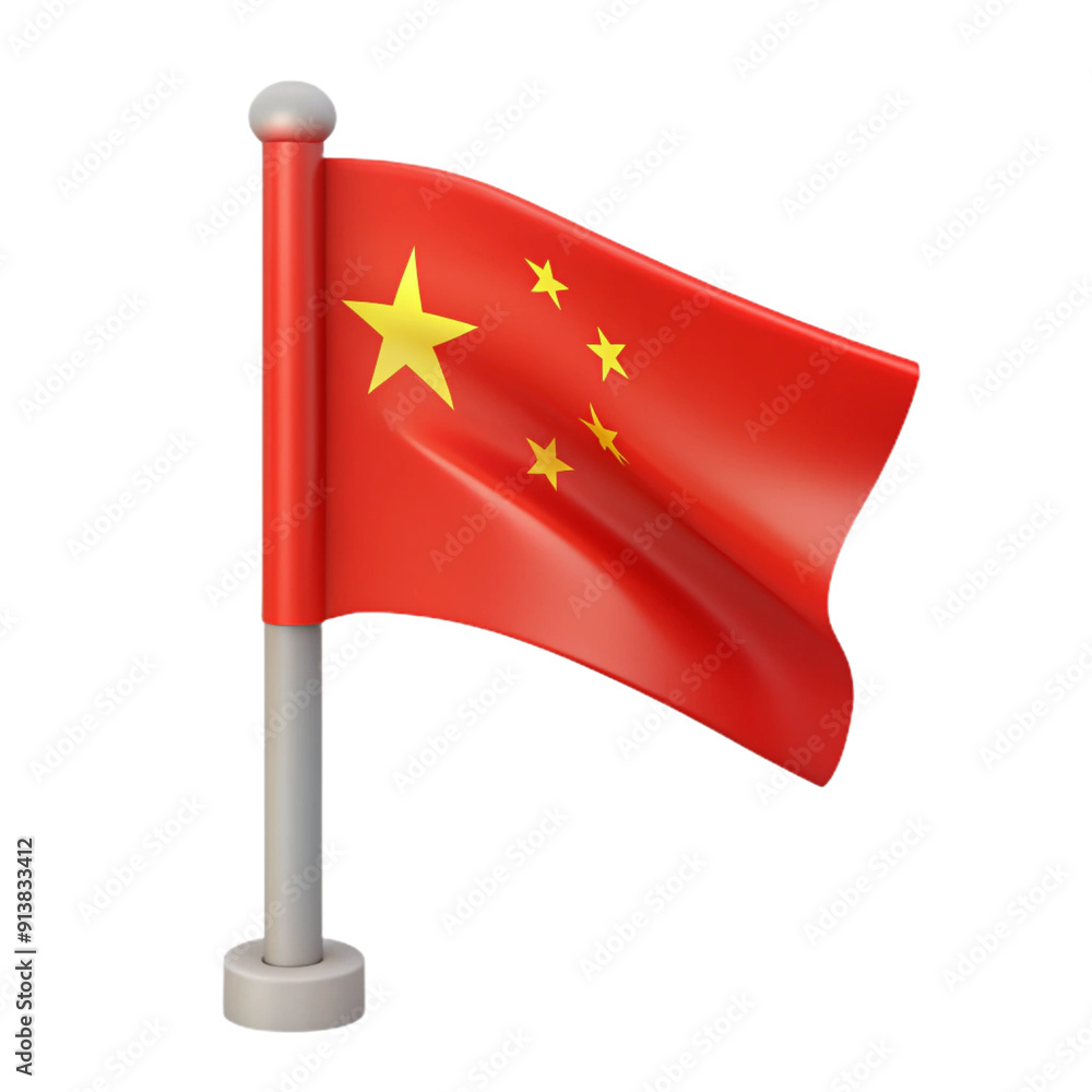 China Flag 3d cartoon style illustration China Flag 3d cartoon style illustration