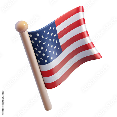 USA Flag 3d cartoon style illustration