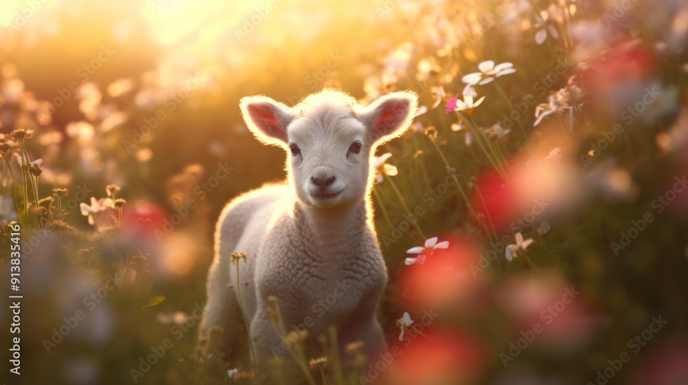 Lamb in a Field of Flowers Lamb in a Field of Flowers