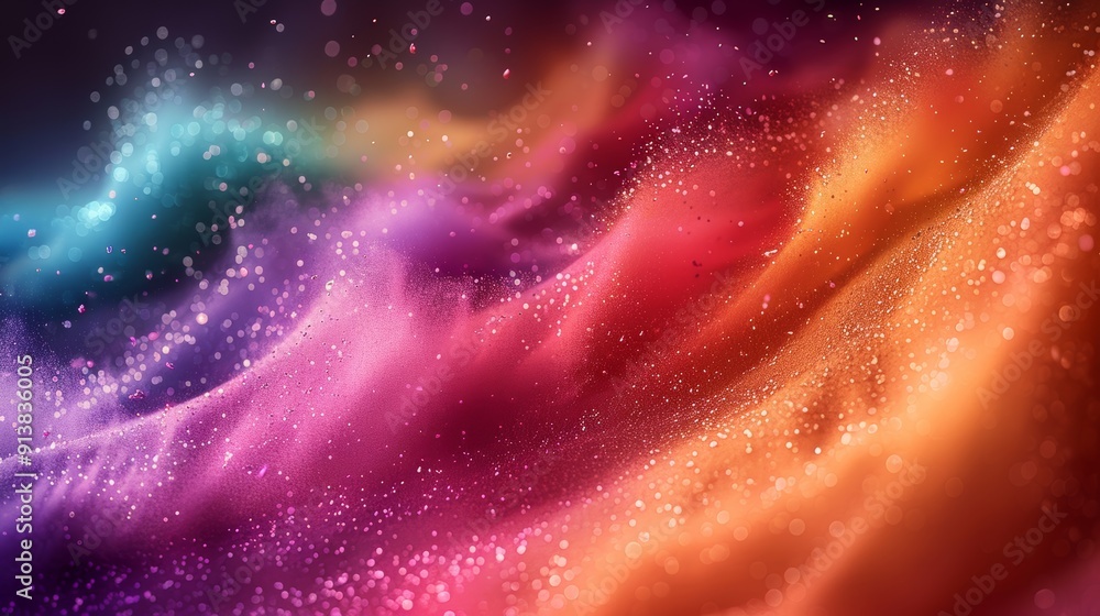 Obraz premium Vibrant Abstract Waves of Color Flowing Smoothly Through a Cosmic Space at Night