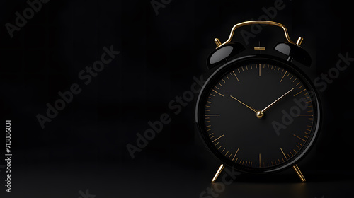 Wallpaper Mural A vintage alarm clock with golden bells, displaying the time. The clock face features black  A classic timepiece. Torontodigital.ca