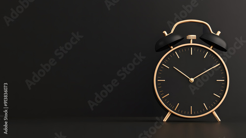 Wallpaper Mural A vintage alarm clock with golden bells, displaying the time. The clock face features black  A classic timepiece. Torontodigital.ca