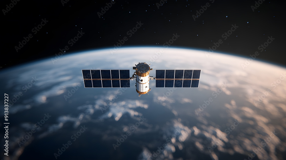 communication Satellite orbiting Earth. communication Satellite orbiting Earth.