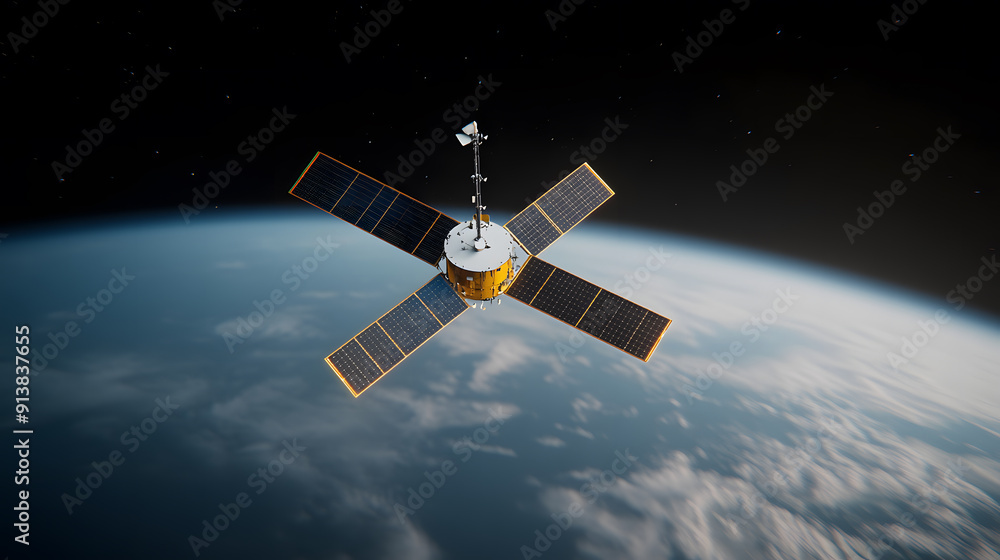 communication Satellite orbiting Earth. communication Satellite orbiting Earth.