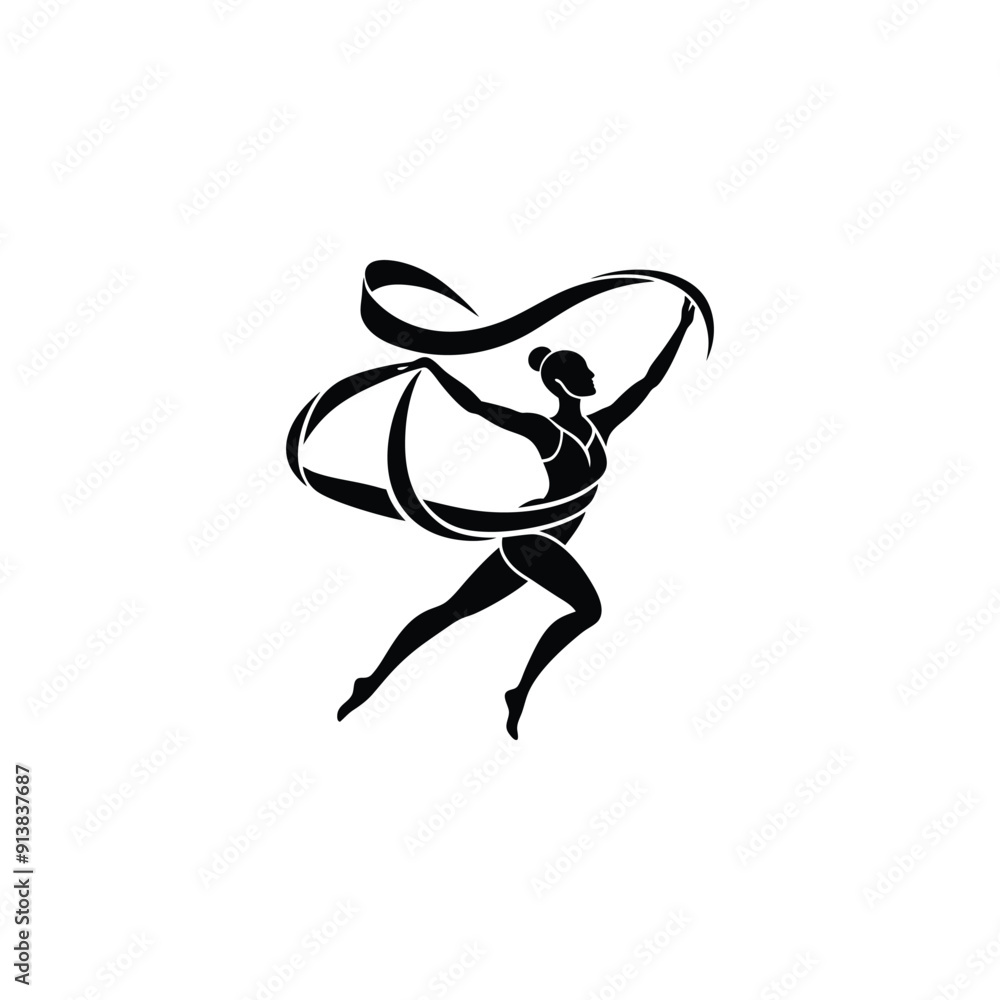 rhythmic gymnastic ribbon silhouette. rhythmic gymnastic ribbon silhouette.