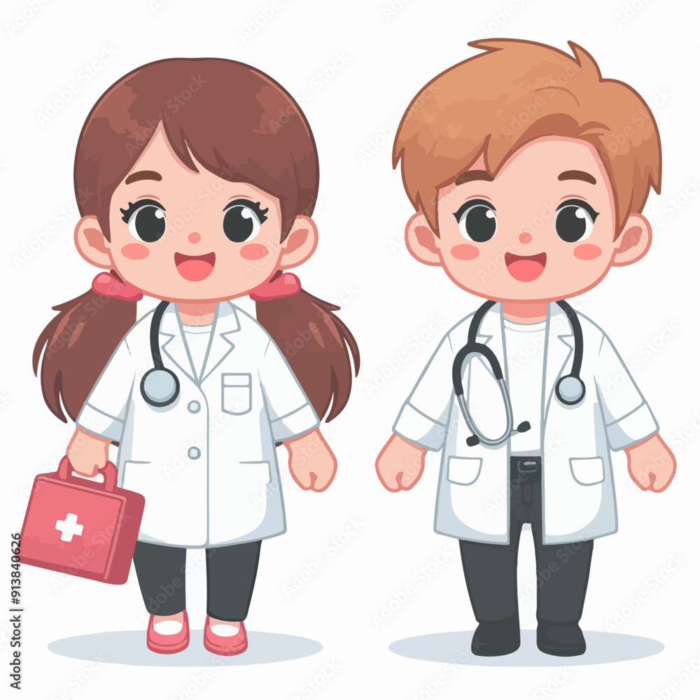 Little scientist wearing coat and doing research in lab Little scientist wearing coat and doing research in lab