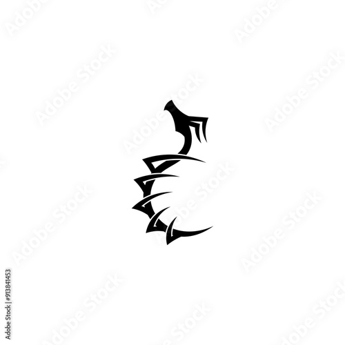 logo tribal dragon concept with flat style in black color