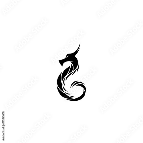 logo tribal dragon design with flat style in black color