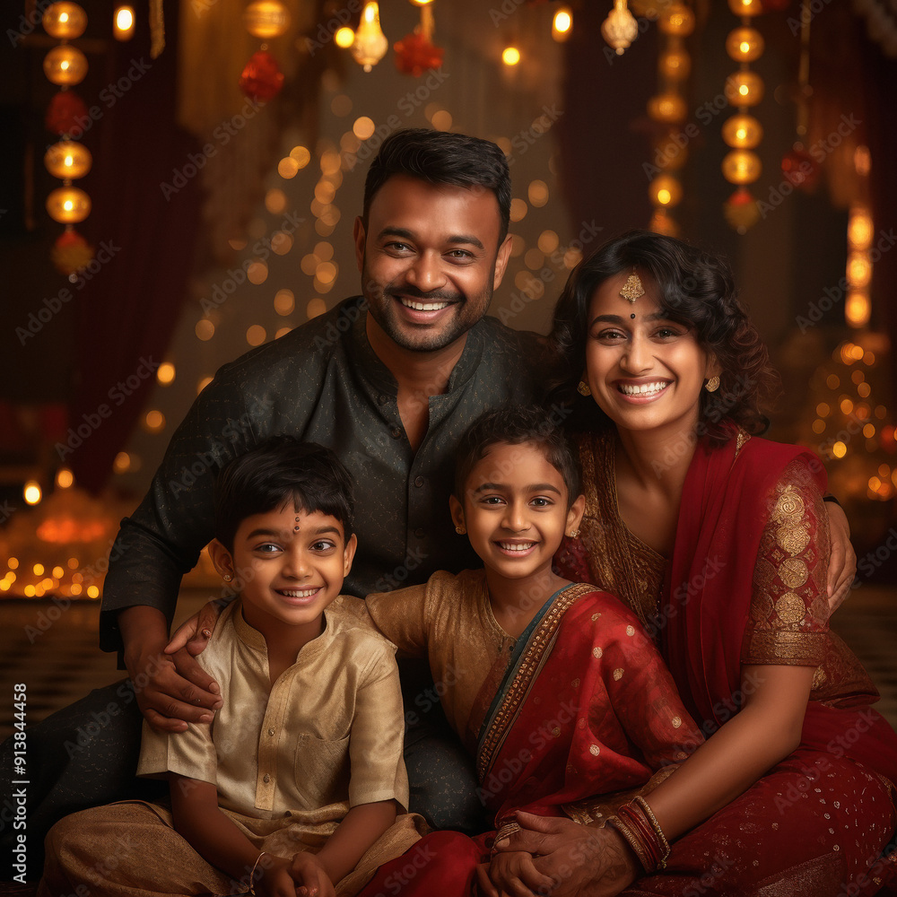 indian family in traditional attire sitting together on diwali festival indian family in traditional attire sitting together on diwali festival