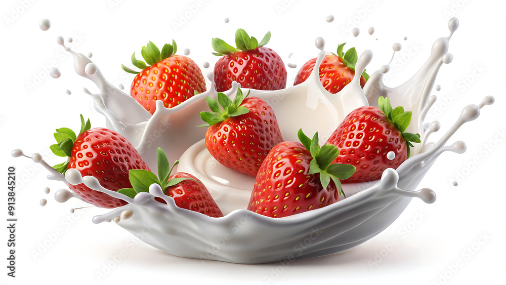 Strawberries with milk splash isolated on white background with clipping path. generative ai
Strawberries with milk splash isolated on white background with clipping path. generative ai
