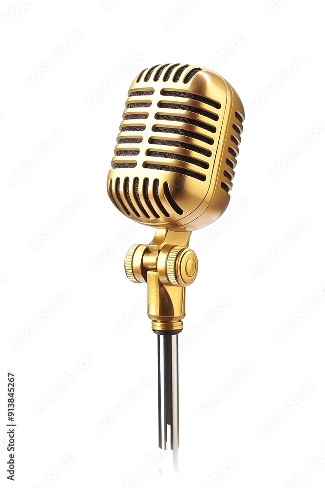 Fototapeta premium Retro style microphone isolated on white background PNG