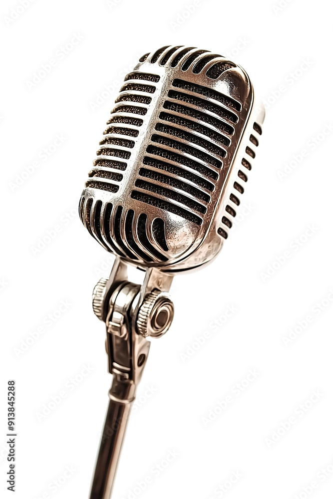 Fototapeta premium Retro style microphone isolated on white background PNG