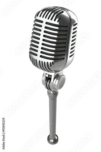 Retro style microphone isolated on white background PNG