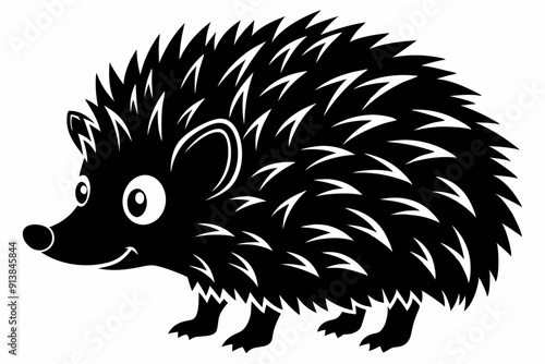 Hedgehog silhouette, Hedgehog icon, Black Hedgehog animal vector illustration.