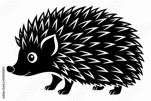 Hedgehog silhouette, Hedgehog icon, Black Hedgehog animal vector illustration.
