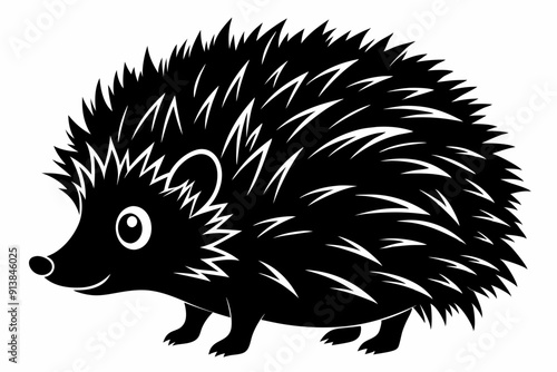 Hedgehog silhouette, Hedgehog icon, Black Hedgehog animal vector illustration.