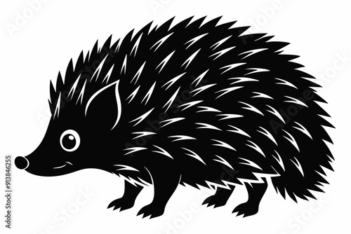 Hedgehog silhouette, Hedgehog icon, Black Hedgehog animal vector illustration.