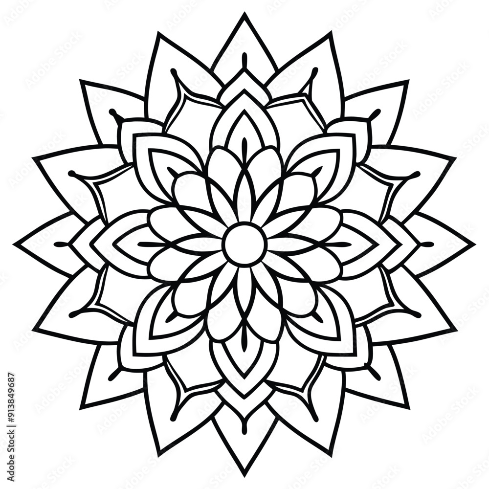 Fototapeta premium Detailed Mandala Coloring Sheets for Adults for Relaxing Mandala Colouring Pages for Floral Mandala Adult Colouring Pages 
