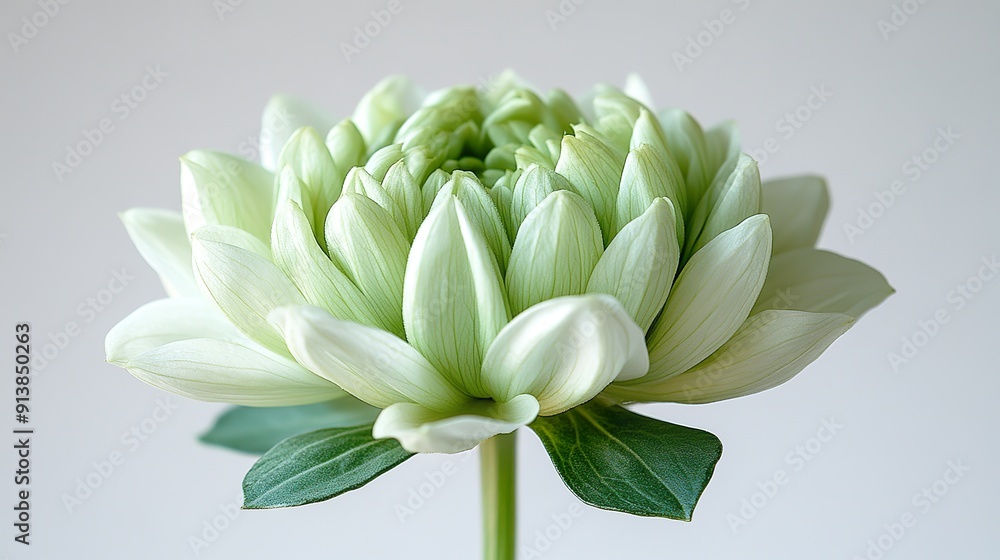 bi-colors Photo of a single green and white chrysanthemum flower bud bi-colors Photo of a single green and white chrysanthemum flower bud