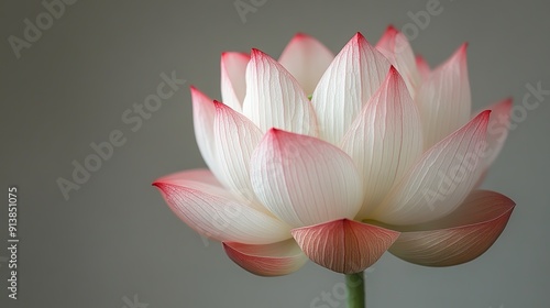Wallpaper Mural bi-colors Photo of a single pink and white lotus flower bud Torontodigital.ca