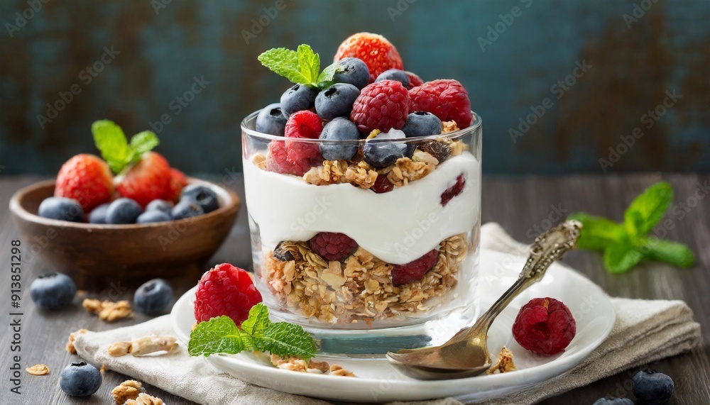 Delightful Greek Yogurt Parfait with Granola and Berries Delightful Greek Yogurt Parfait with Granola and Berries