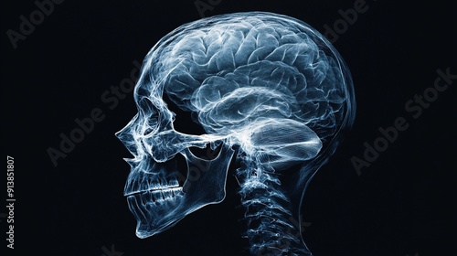 Human Skull and Brain X-ray photo