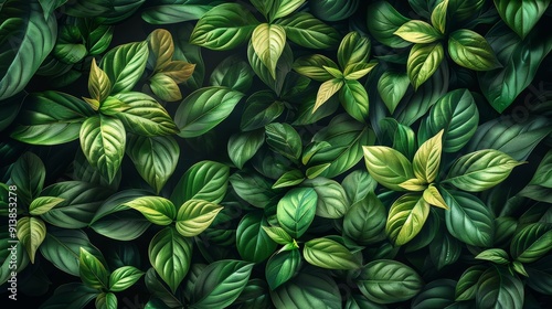Wallpaper Mural Lush Green Leaves Display Vivid Colors Under Soft Ambient Lighting in Nature Torontodigital.ca