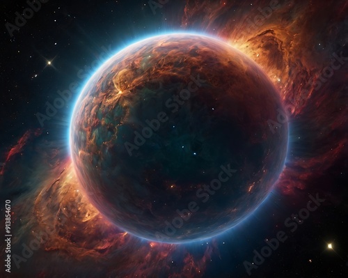 Wallpaper Mural Abstract background of endless space full of nebulas, supernovas and stars on a colorful design, astronomical illustration wallpaper Torontodigital.ca