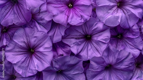  A cluster of purple petunias surrounded by more purple petunias