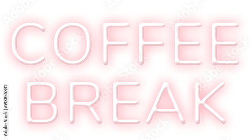 Neon sign coffee break png text typography