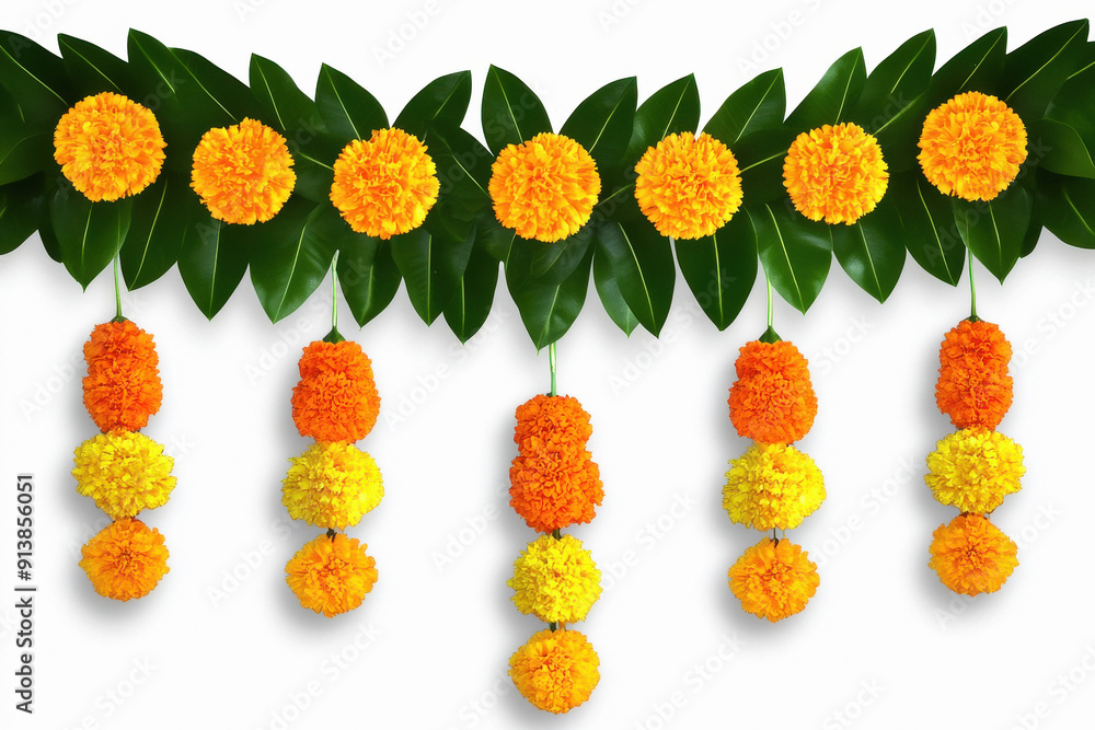 marigold flowers and mango leaves toran design door hanging marigold flowers and mango leaves toran design door hanging