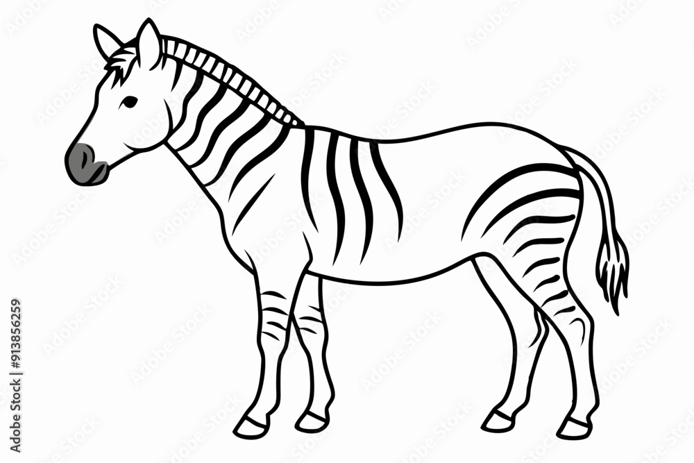 Obraz premium zebra line art vector, zebra icon, zebra croosing outline vector illustration