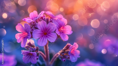  A tight shot of a purple bloom against a backdrop of indistinct lights, with a soft bokeh of light in the distance