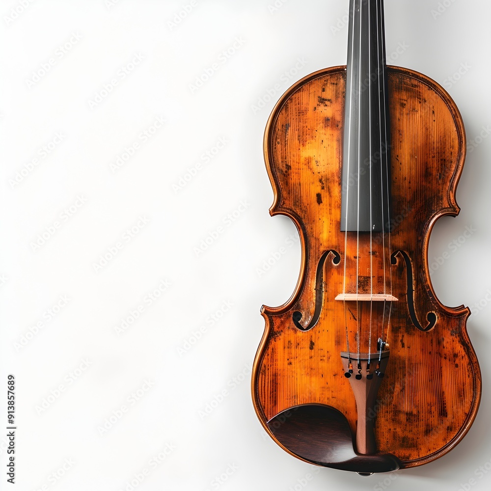 Classic Violin with Gorgeous Wood Finish on White Background Classic Violin with Gorgeous Wood Finish on White Background