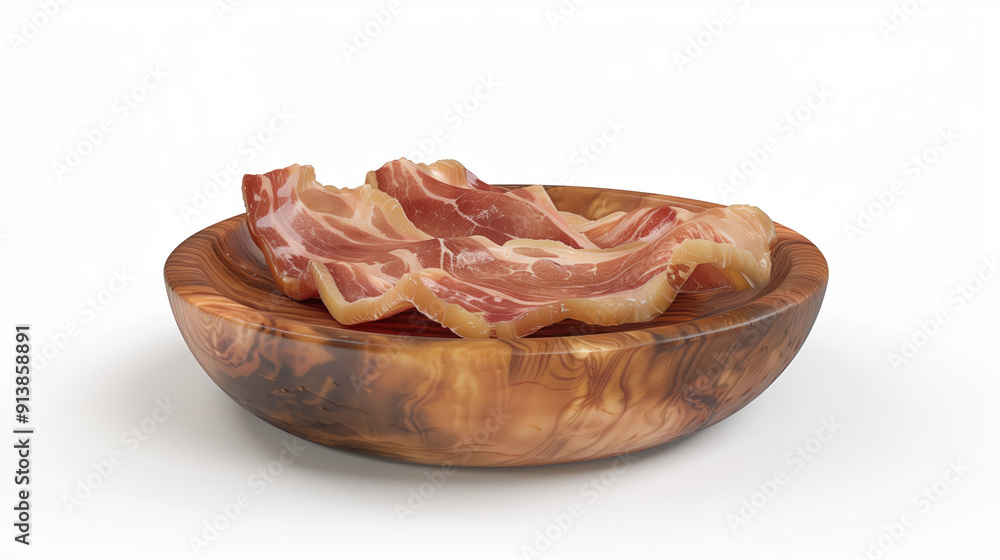 Close-Up of Lard Displayed in Wooden Dish from Above on Clean White Background for Culinary Use Close-Up of Lard Displayed in Wooden Dish from Above on Clean White Background for Culinary Use