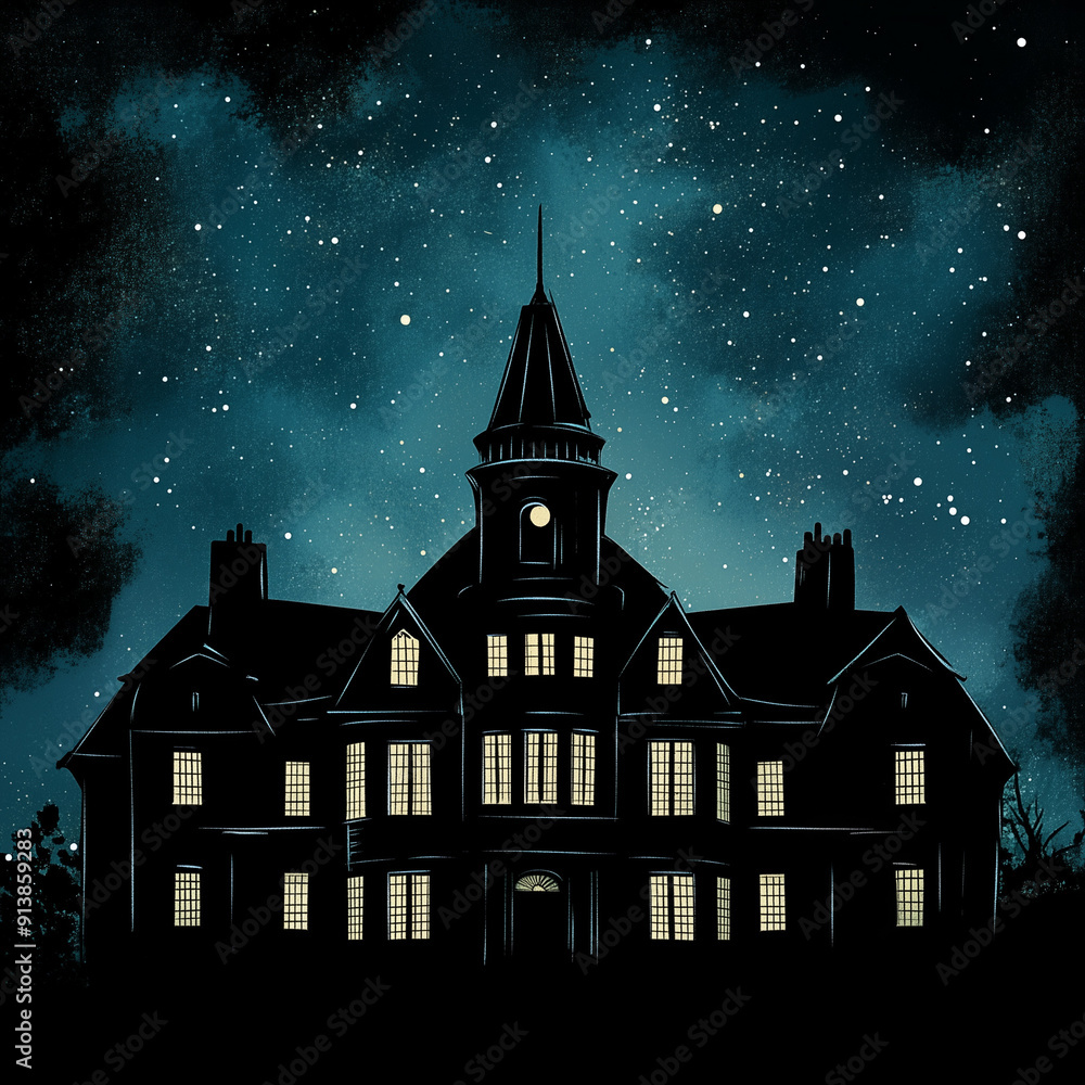 old building under starry night sky old building under starry night sky