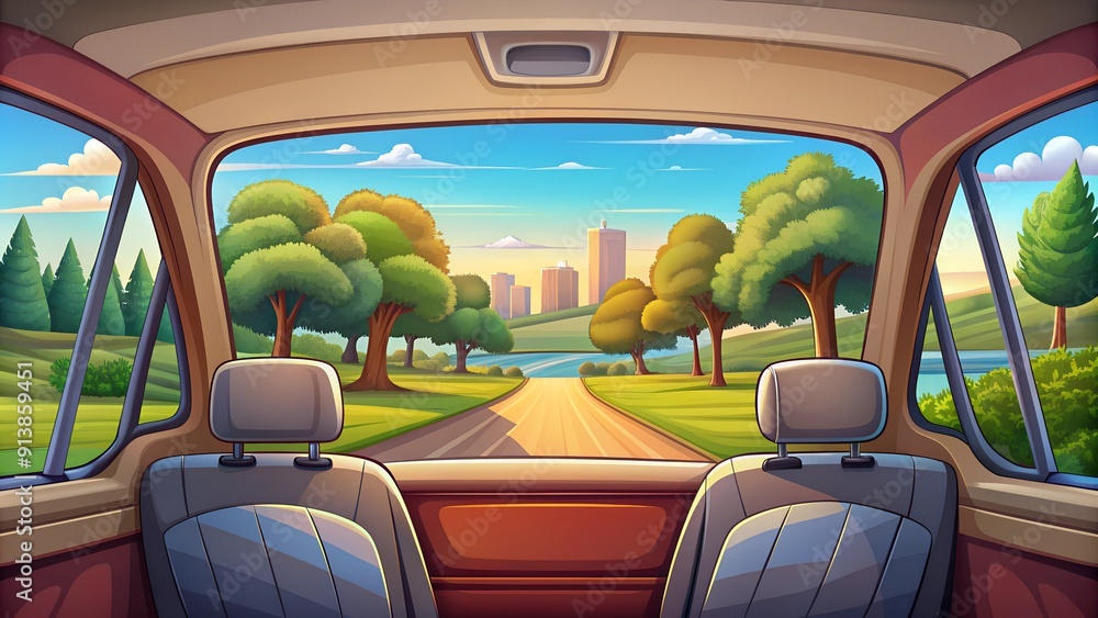 Fototapeta premium car`s window in the countryside