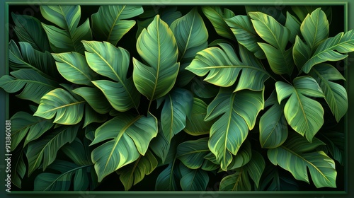 Wallpaper Mural Lush Green Leaves Overlapping on Dark Background in Bright Natural Light Torontodigital.ca