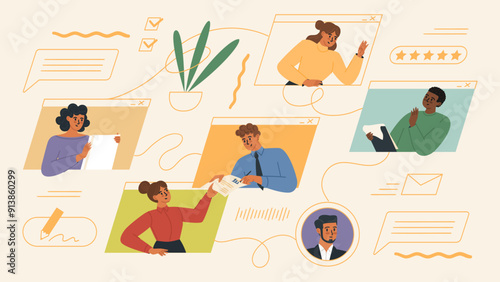 People business communication virtual chat vector illustration