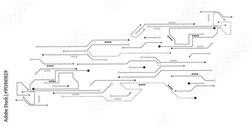 Cyberpunk black circuit diagram on white background. Central Computer Processors CPU concept. technology on white background.