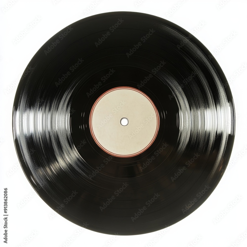 Obraz premium Retro Vinyl Record with a Shiny Finish on White Background
