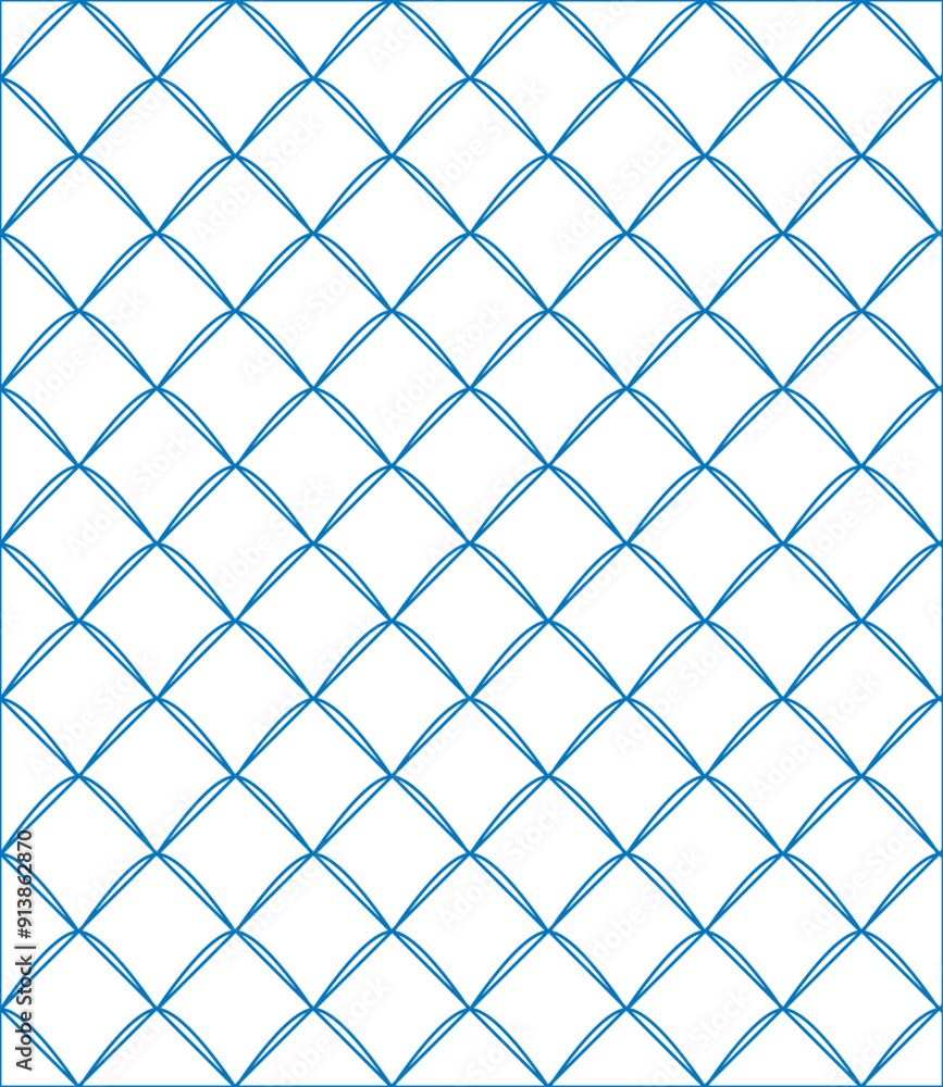 Fototapeta premium geometric vector pattern, squares, circles, floral theme, in blue and white style.
