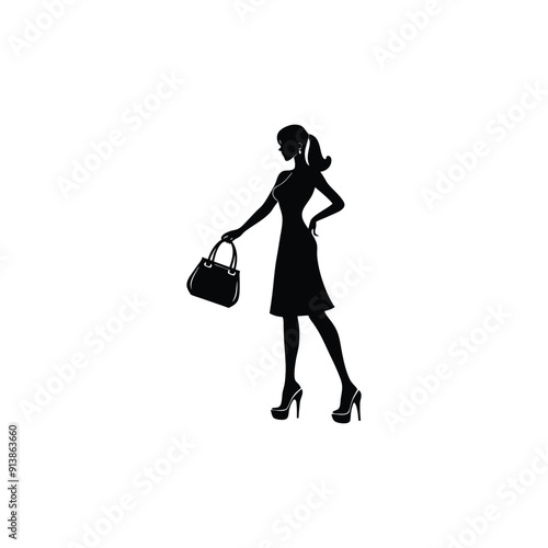 woman sandal purse silhouette.