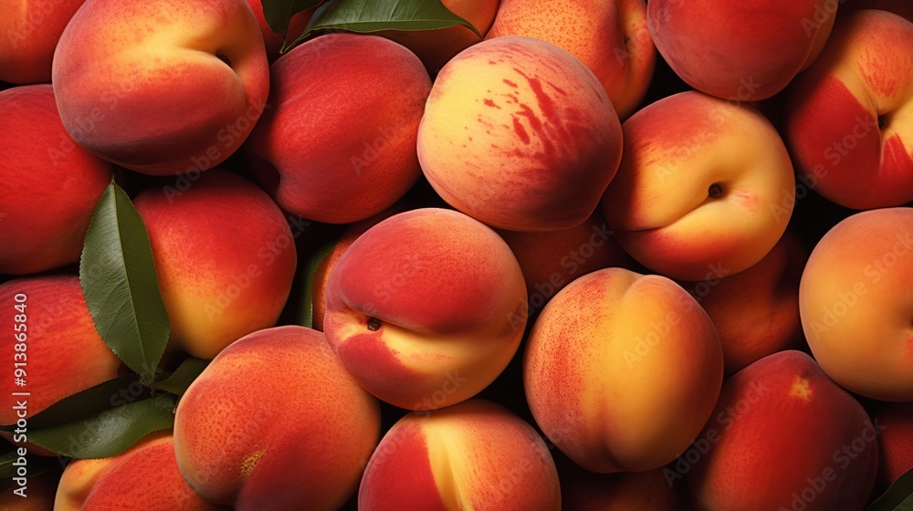 fresh ripe peaches as background, top view. ai generated art image fresh ripe peaches as background, top view. ai generated art image