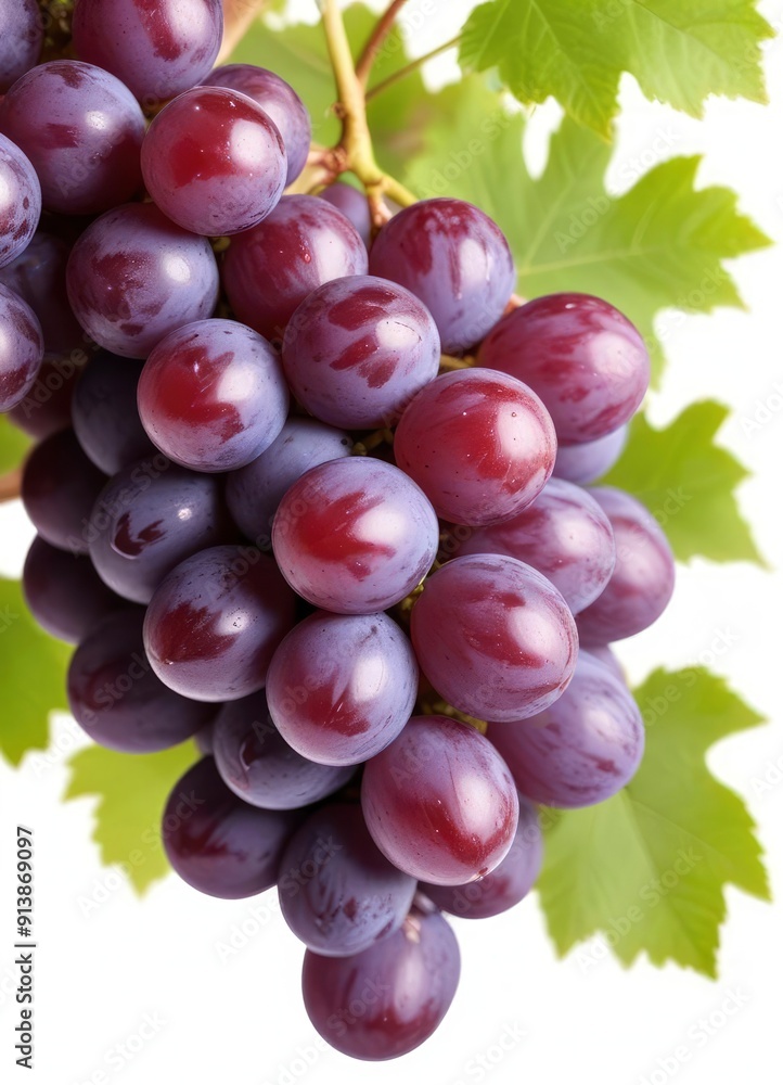 Fototapeta premium purple grape, isolated on white background, ai