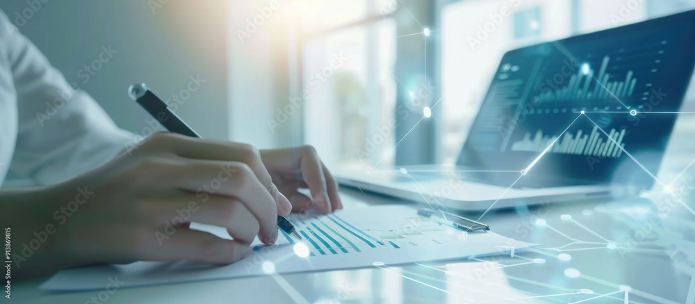 Close-Up of Hands Analyzing Financial Data