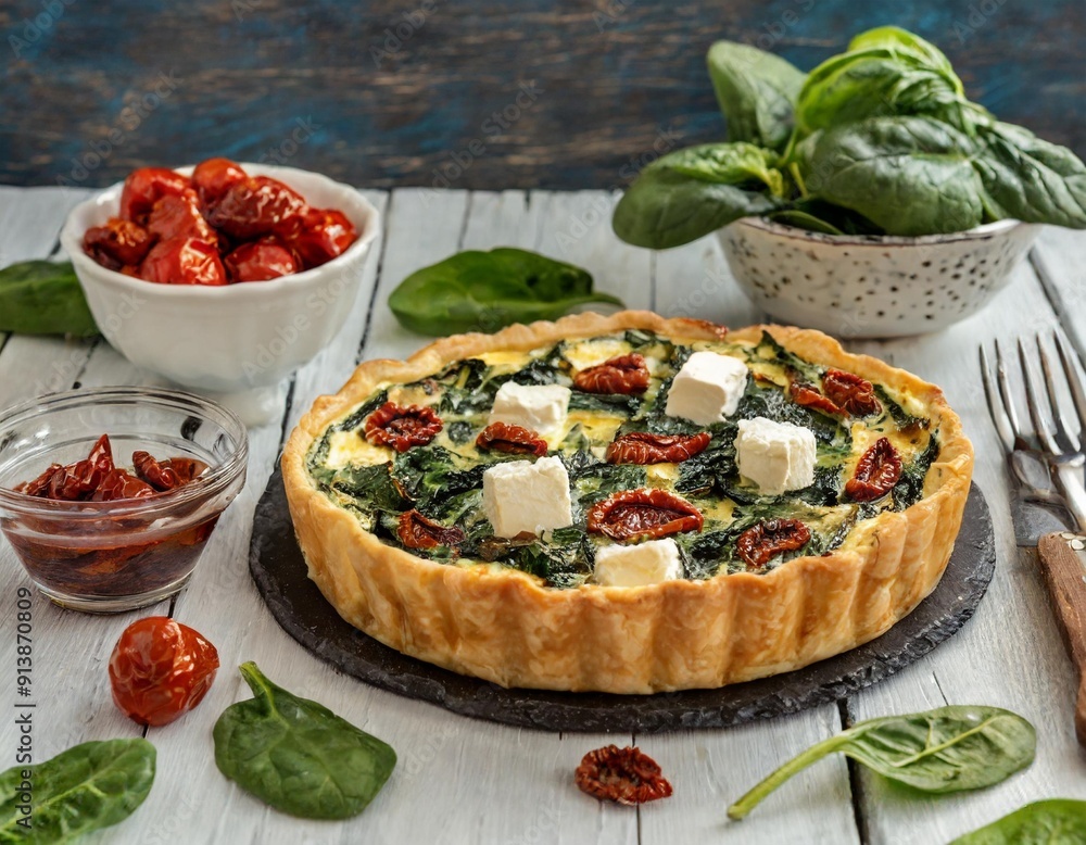 Savory Quiche with Spinach, Feta, and Sun-Dried Tomatoes Savory Quiche with Spinach, Feta, and Sun-Dried Tomatoes
